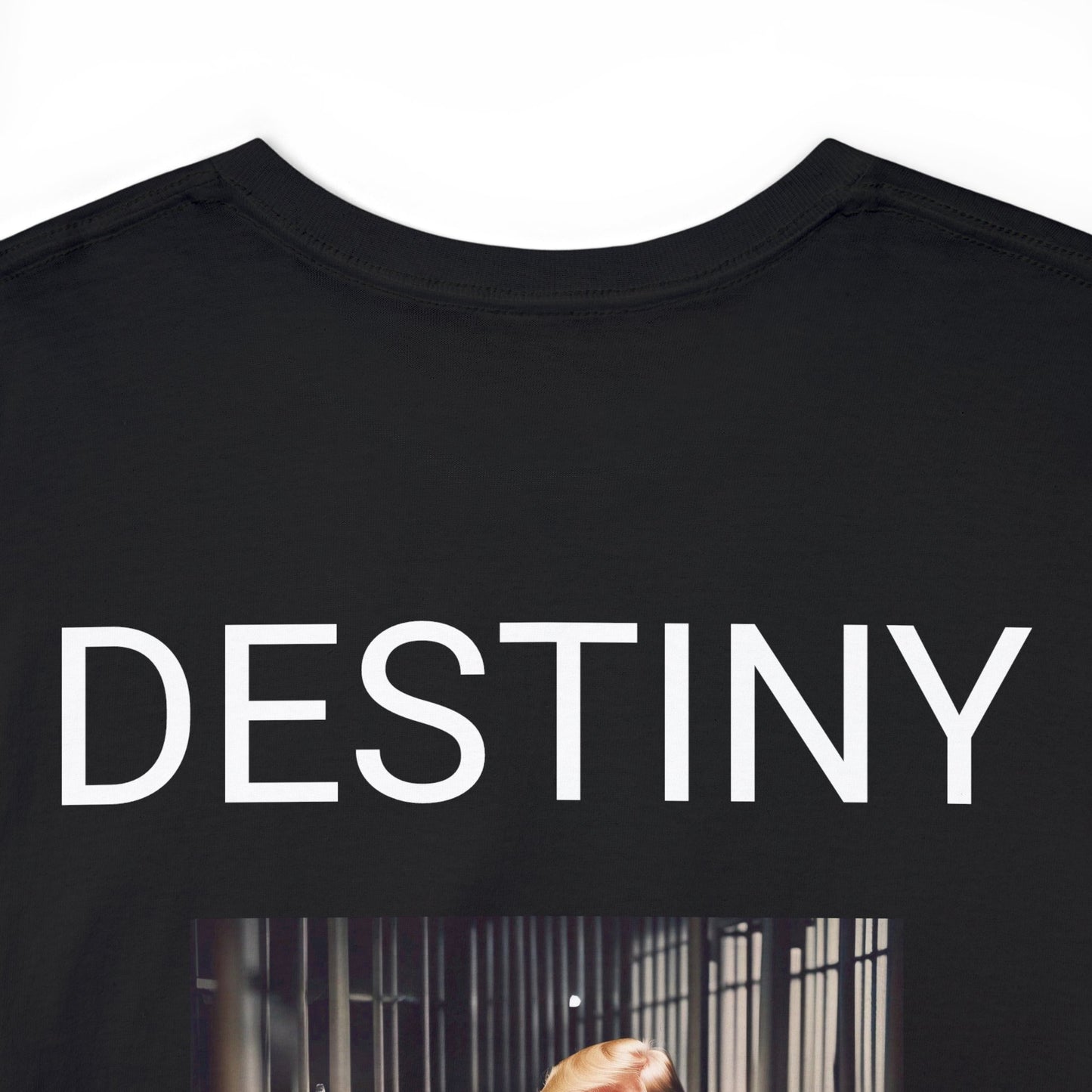 front: DT is sad in his prison cell. back:"DESTINY"
