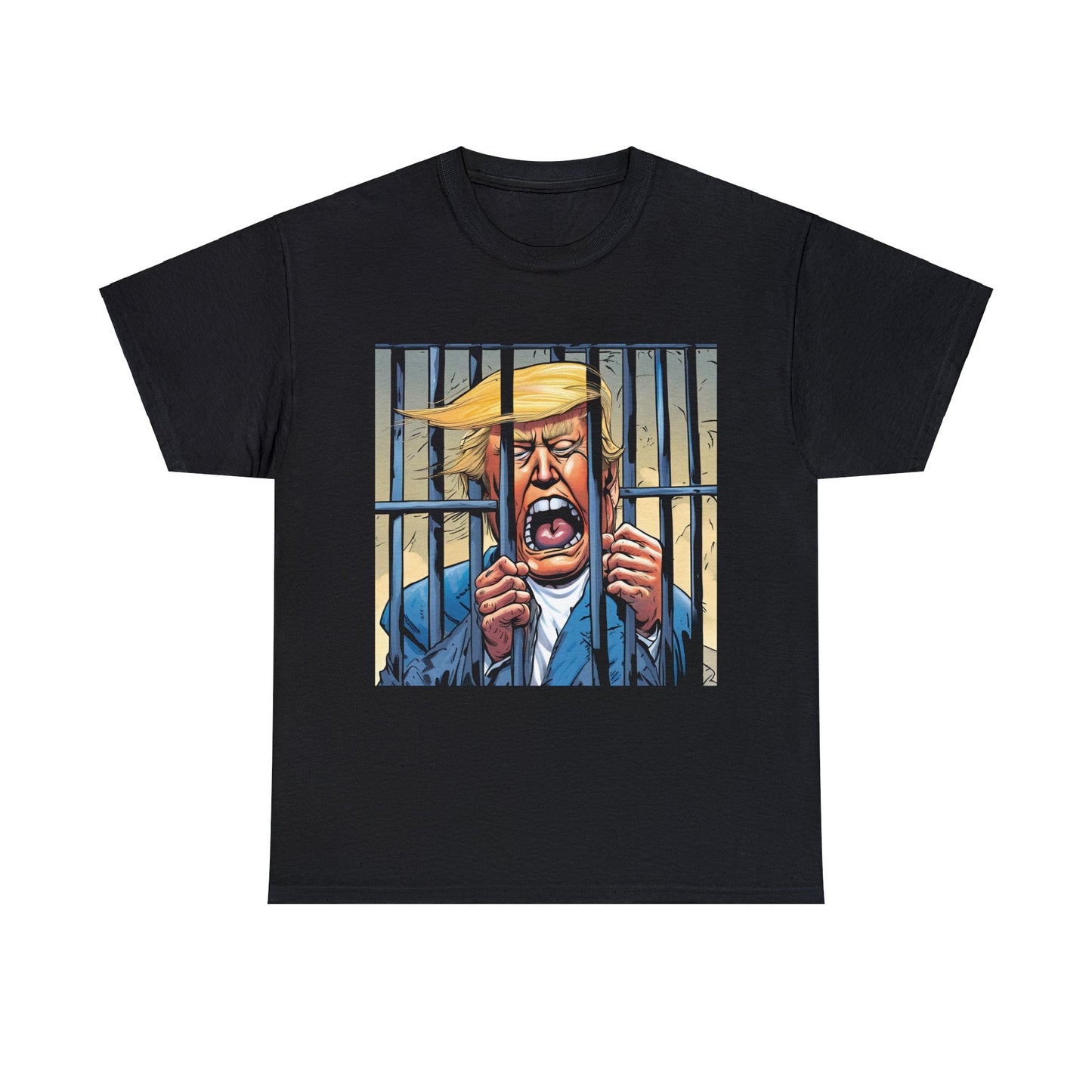 Trump behind bars, cartoon #1